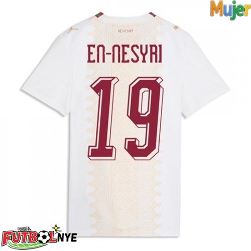 Camiseta Marruecos Youssef En-Nesyri #19 Visitante Equipación para mujer Mundial 2026 manga corta